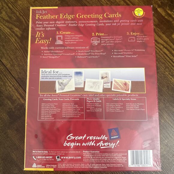 Avery 3251 Feather Edge Greeting Cards 20 Blank Cards and Envelopes - Picture 2 of 2